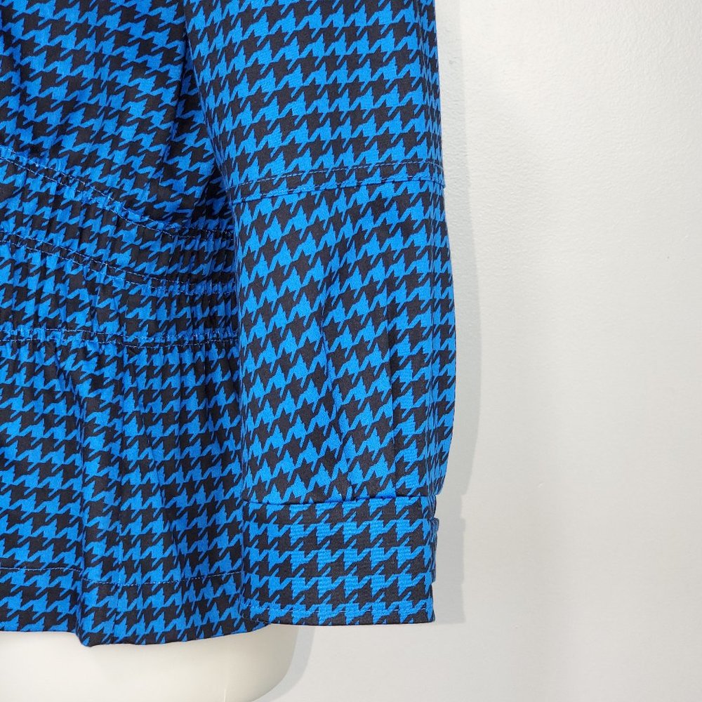 Joan Rivers Blue Black Houndstooth Button Front Blazer With Shirring Detail S - Picture 6 of 14